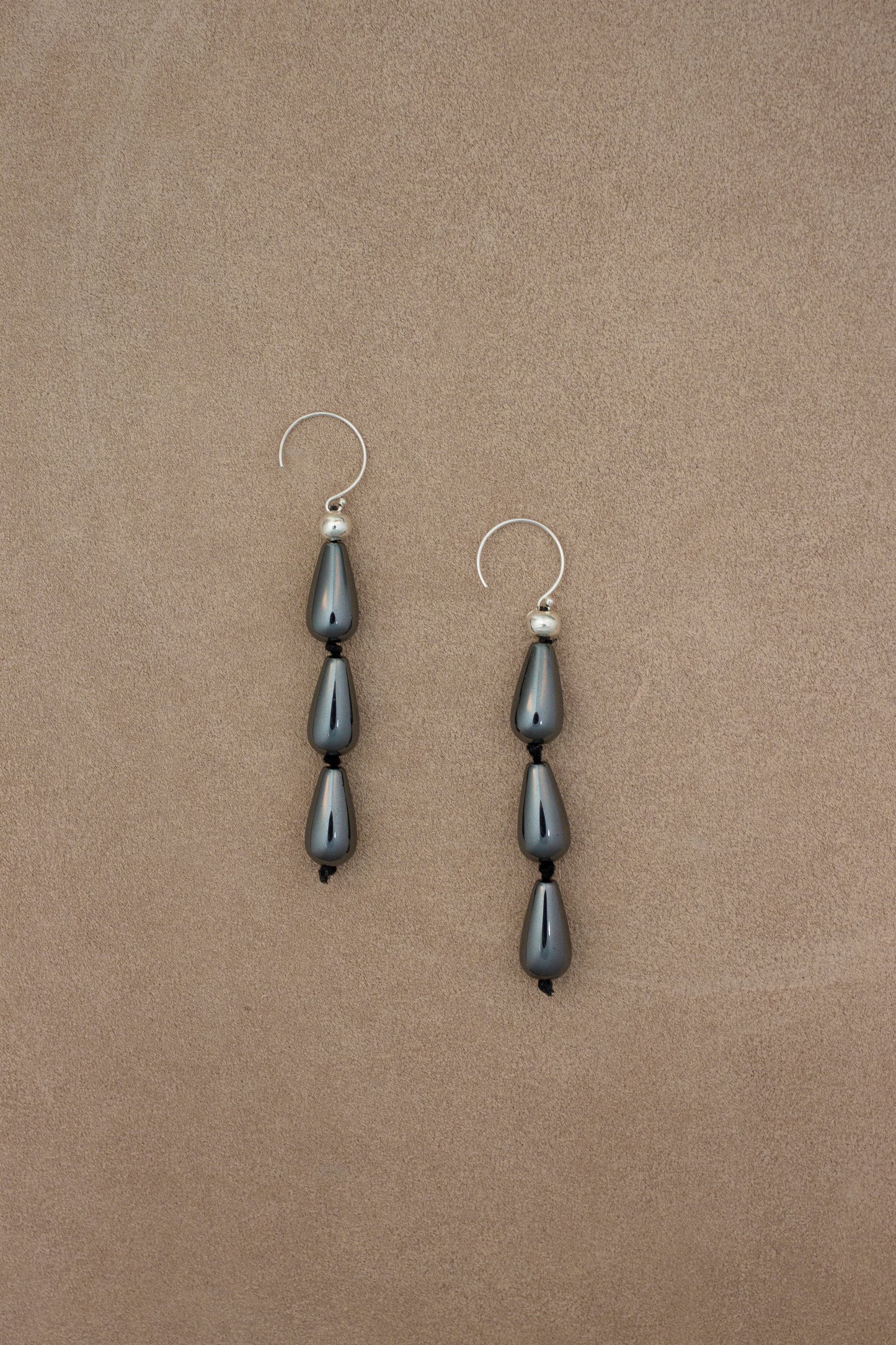 Three Drop Hematite Earrings