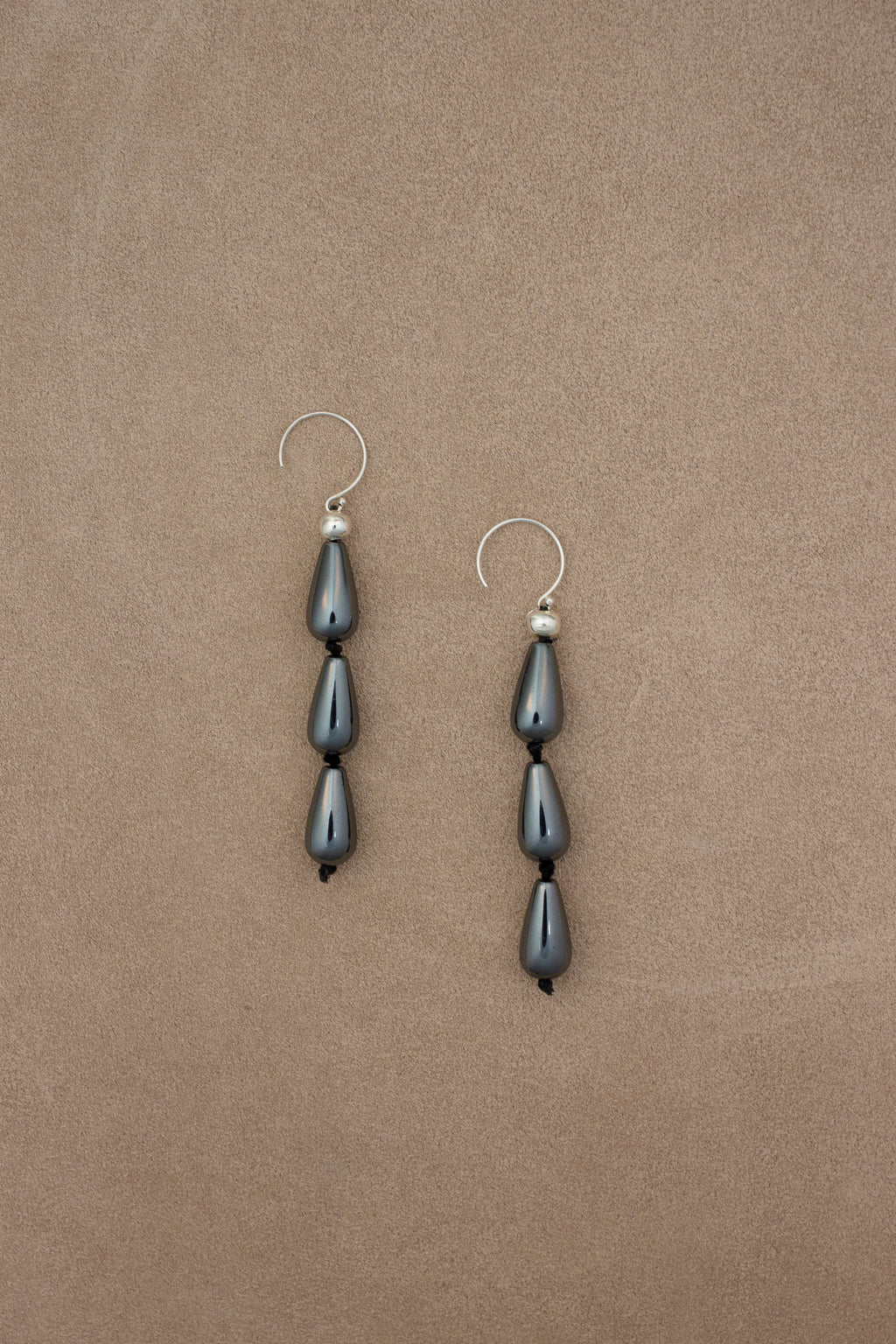 Three Drop Hematite Earrings